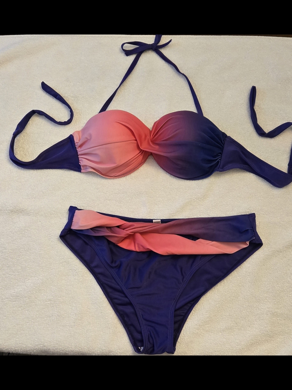 NWOT Balconette Purple And Pink Ombre Bikini Set - Size Large